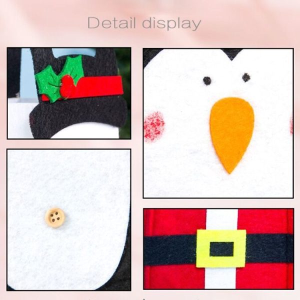2 PCS Christmas Handmade Felt Feather Penguin Red Wine Champagne Bottle Set (Old Man) - Image 6