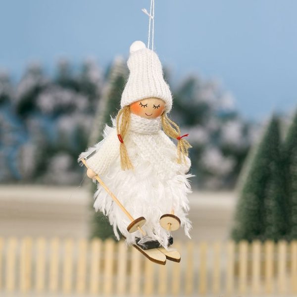 2 PCS Wool Feather Doll Christmas Tree Decoration Pendant (White) - Image 2