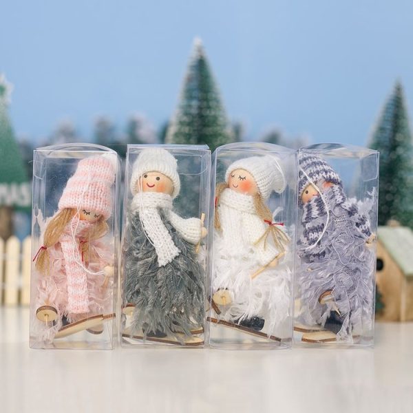 2 PCS Wool Feather Doll Christmas Tree Decoration Pendant (White) - Image 4