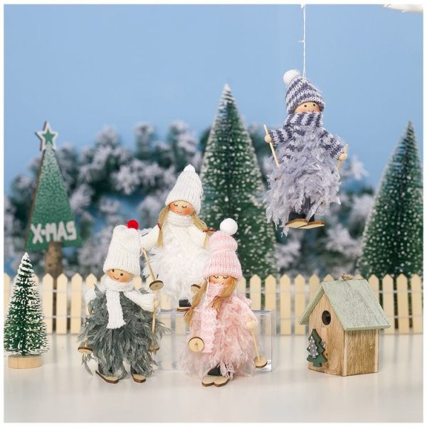 2 PCS Wool Feather Doll Christmas Tree Decoration Pendant (White) - Image 5