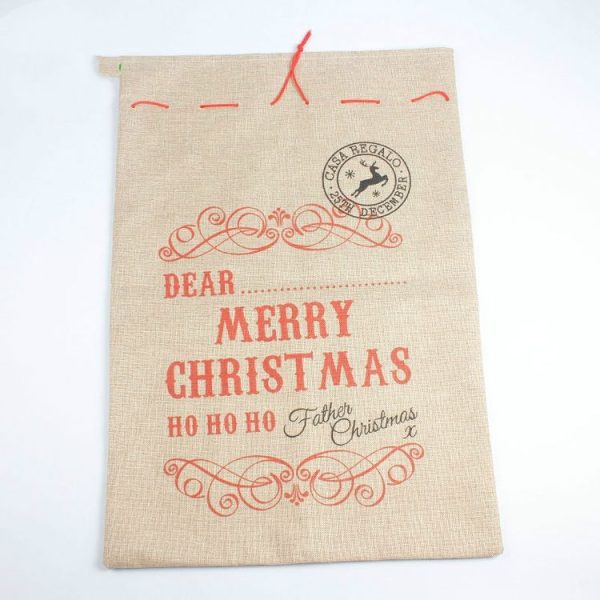 Creative Santa Claus Burlap Gift Bag Decoration - Image 2