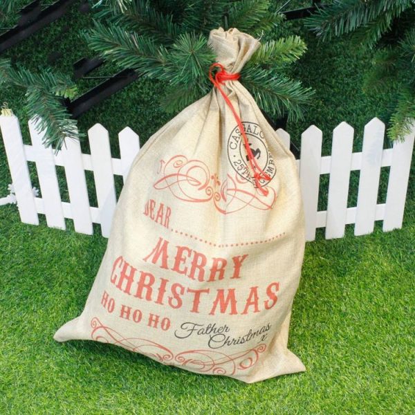 Creative Santa Claus Burlap Gift Bag Decoration - Image 3