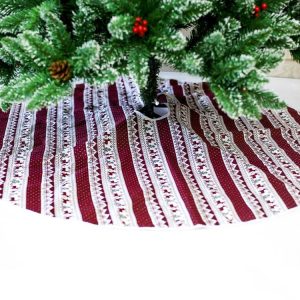 2 PCS Creative Christmas Tree Bottom Fabric Decorative Print Tree Skirt, Size: 120x120CM (Red and White Striped)