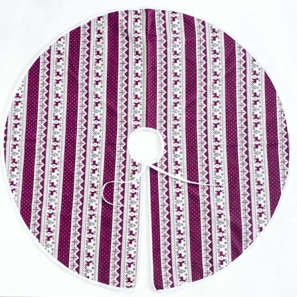 2 PCS Creative Christmas Tree Bottom Fabric Decorative Print Tree Skirt, Size: 120x120CM (Red and White Striped) - Image 3