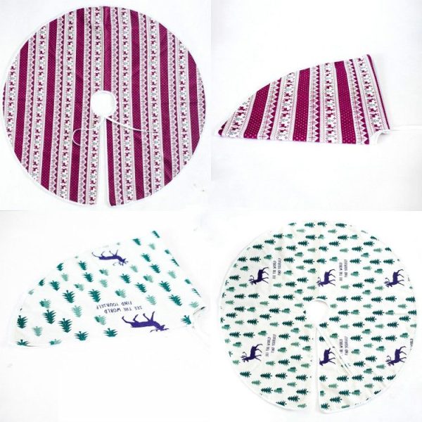 2 PCS Creative Christmas Tree Bottom Fabric Decorative Print Tree Skirt, Size: 120x120CM (Red and White Striped) - Image 4