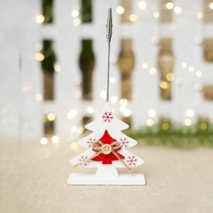 2 PCS Christmas Creative Wooden Business Card Holder Accessories Scene Decoration, Style: Christmas Tree (White)