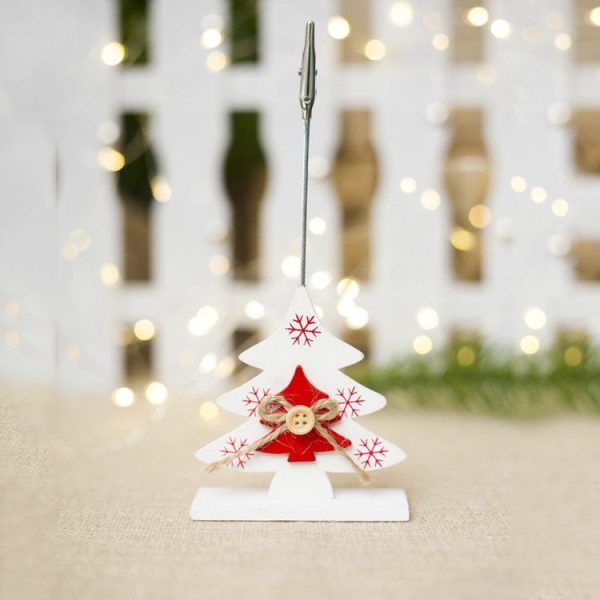 2 PCS Christmas Creative Wooden Business Card Holder Accessories Scene Decoration, Style: Christmas Tree (White) - Image 2