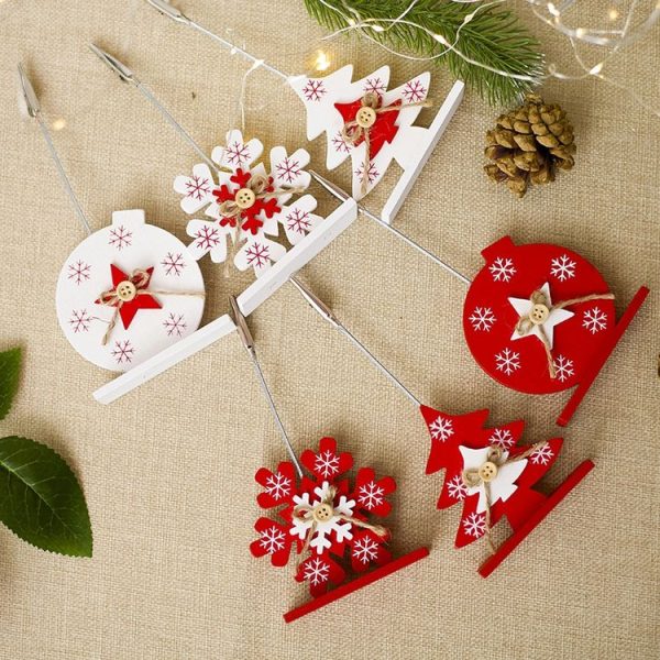 2 PCS Christmas Creative Wooden Business Card Holder Accessories Scene Decoration, Style: Christmas Tree (White) - Image 3