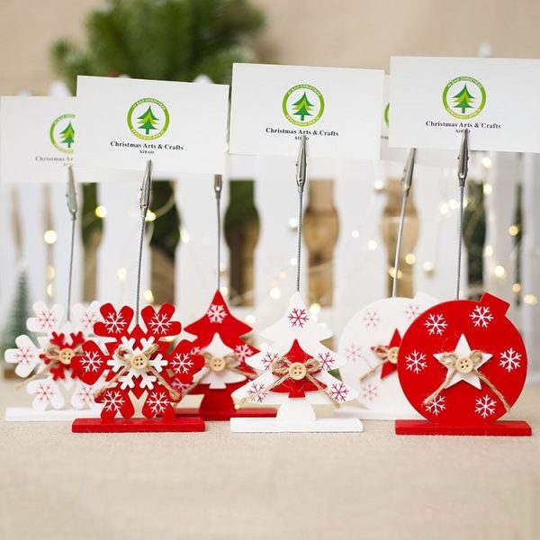 2 PCS Christmas Creative Wooden Business Card Holder Accessories Scene Decoration, Style: Christmas Tree (White) - Image 4