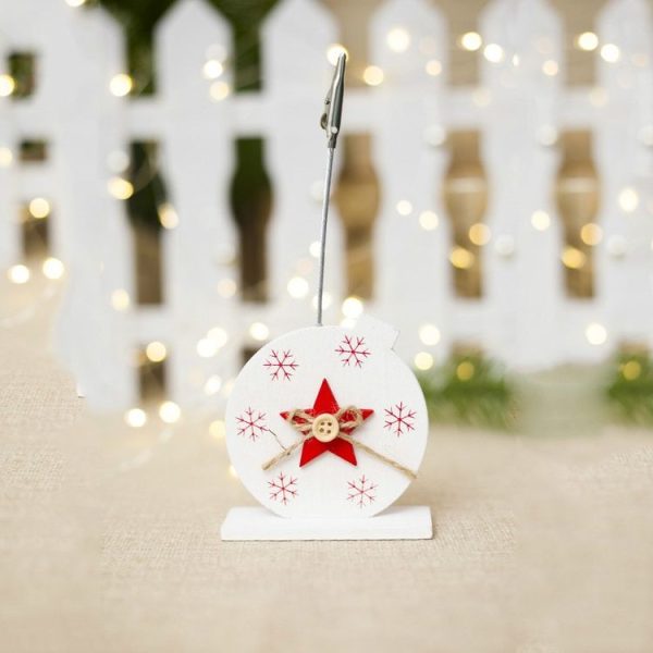 2 PCS Christmas Creative Wooden Business Card Holder Accessories Scene Decoration, Style: Pentagram (White) - Image 2