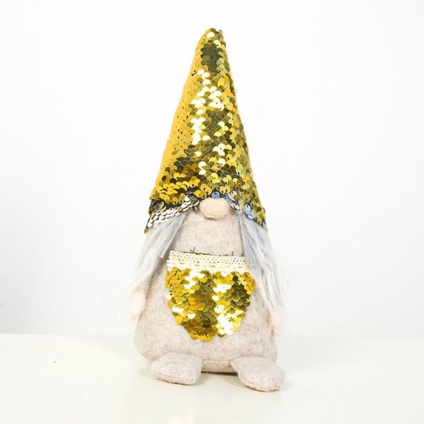 2 PCS Christmas Fabric Sequins Faceless Old Man Doll Ornament, Type: Pocket (Yellow) - Image 2