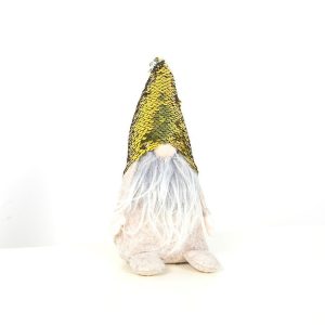 2 PCS Christmas Fabric Sequins Faceless Old Man Doll Ornament, Type: Hat (Yellow)