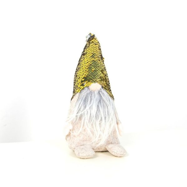 2 PCS Christmas Fabric Sequins Faceless Old Man Doll Ornament, Type: Hat (Yellow) - Image 2