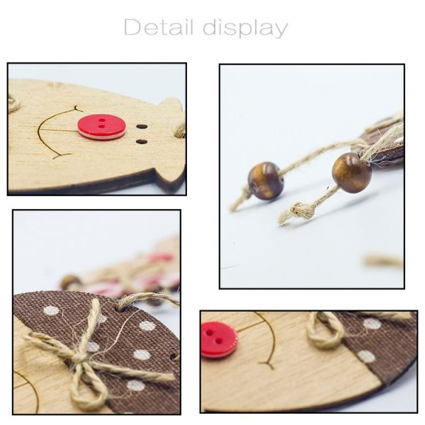 2 Packs Christmas Wooden Smiley Rope Elk Pendant Accessories Scene Decoration (Green White Dot) - Image 4