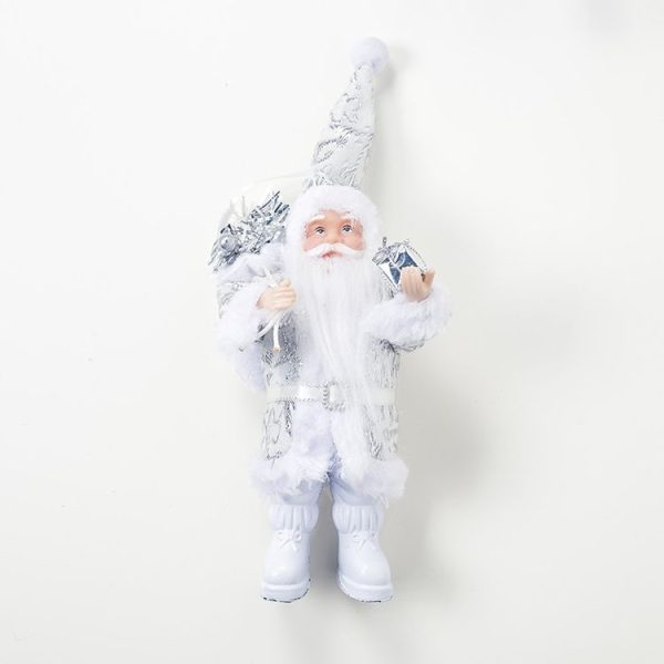 2 PCS Christmas Mini Santa Claus Doll Accessories Scene Decoration (Silver ) - Image 2