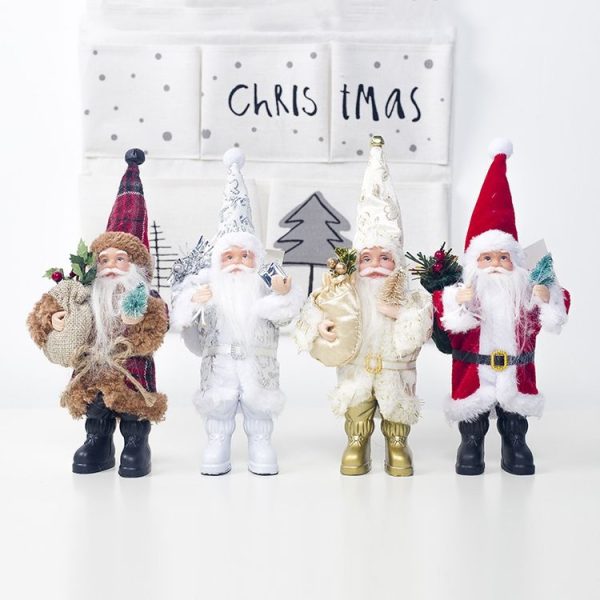 2 PCS Christmas Mini Santa Claus Doll Accessories Scene Decoration (Silver ) - Image 3