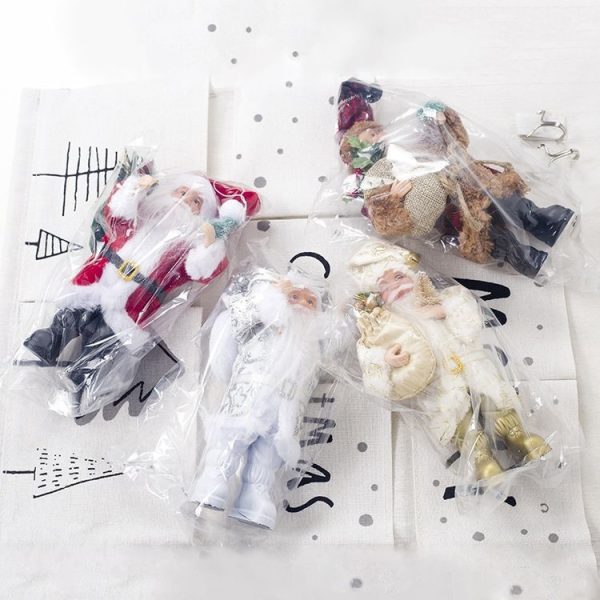 2 PCS Christmas Mini Santa Claus Doll Accessories Scene Decoration (Silver ) - Image 4