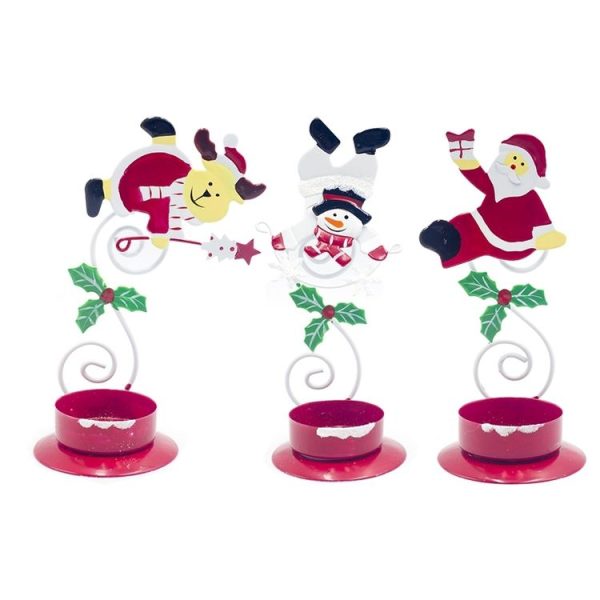 2 PCS Christmas Painted Wrought Iron Candlestick Accessories Scene Decoration (Old Man) - Image 2
