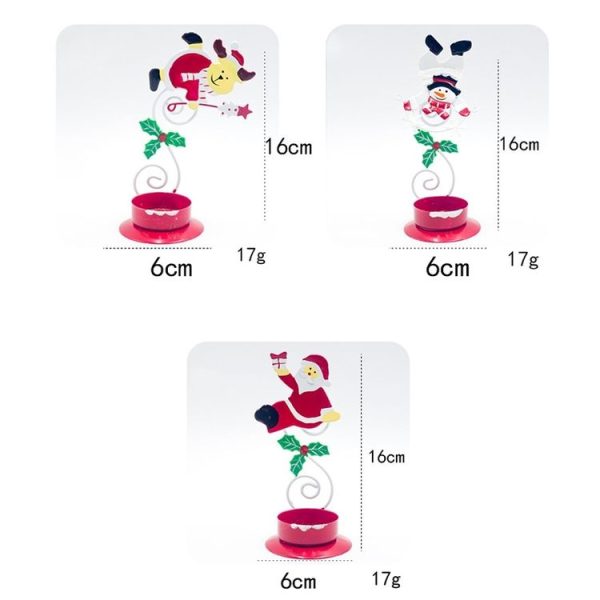 2 PCS Christmas Painted Wrought Iron Candlestick Accessories Scene Decoration (Old Man) - Image 3