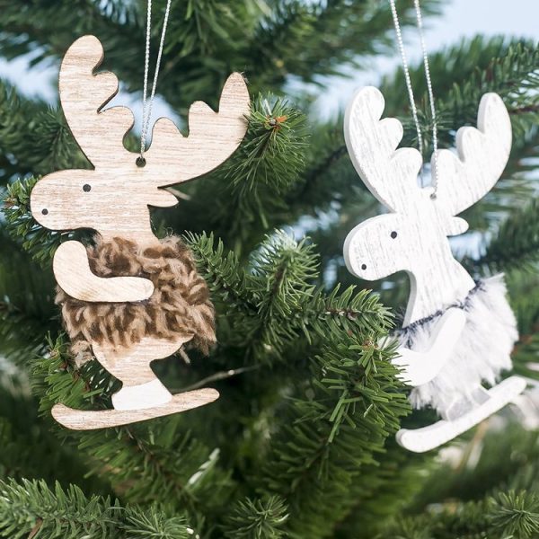 2 PCS Christmas Closet Plush Wooden Elk Pendant Decoration (Log Color) - Image 4