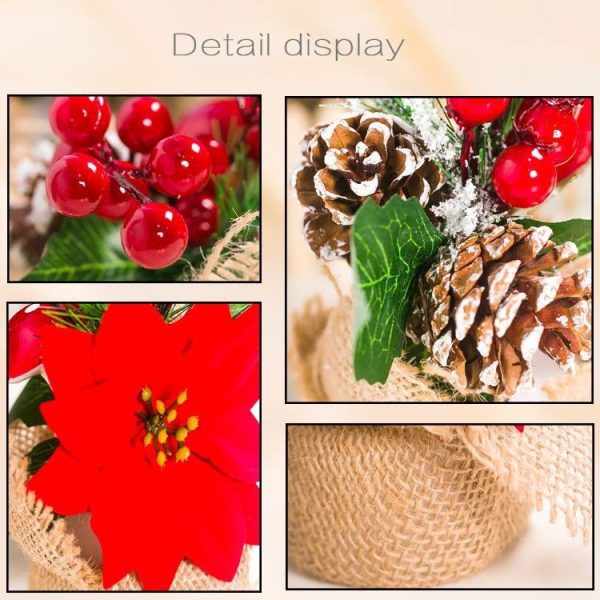 2 PCS Creative Christmas Simulation Pine Conifer Needle Potted Decoration (Pinecone Red Fruit) - Image 4