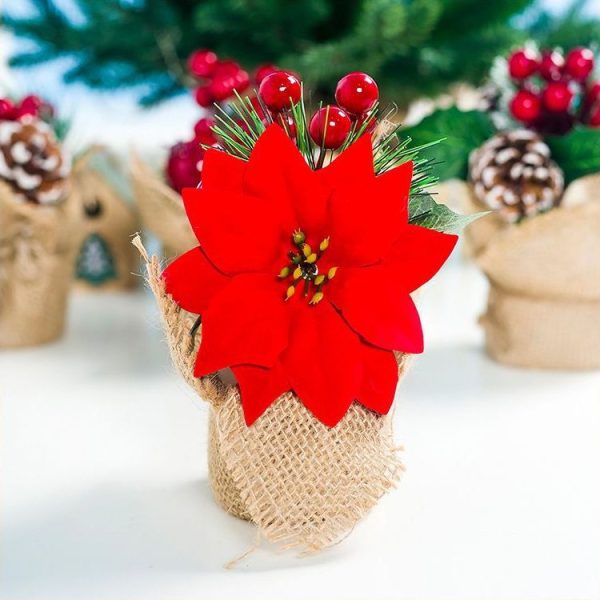 2 PCS Creative Christmas Simulation Pine Conifer Needle Potted Decoration (Pinecone Red Fruit) - Image 5