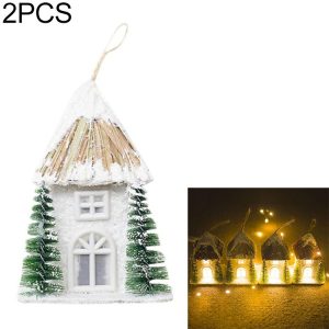 2 PCS Christmas Creative Warm Light Cabin Decoration Accessories Scene Decoration (Yellow)
