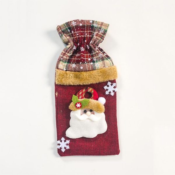 2 PCS ChristmasTable Linen Snowflake Santa Claus Champagne Red Wine Bottle Set Decoration (Old Man) - Image 2