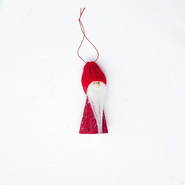 2 PCS Christmas Tree Plush Mini Doll Ornament, Specification: Red Old Man - Image 2