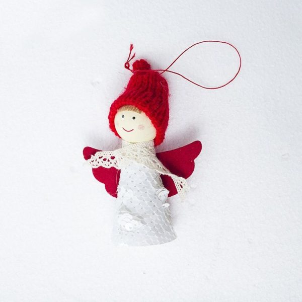 2 PCS Christmas Tree Plush Mini Doll Ornament, Specification: White Angel - Image 2