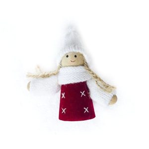 2 PCS Christmas Tree Plush Mini Doll Ornament, Specification: Red White Hat Blonde