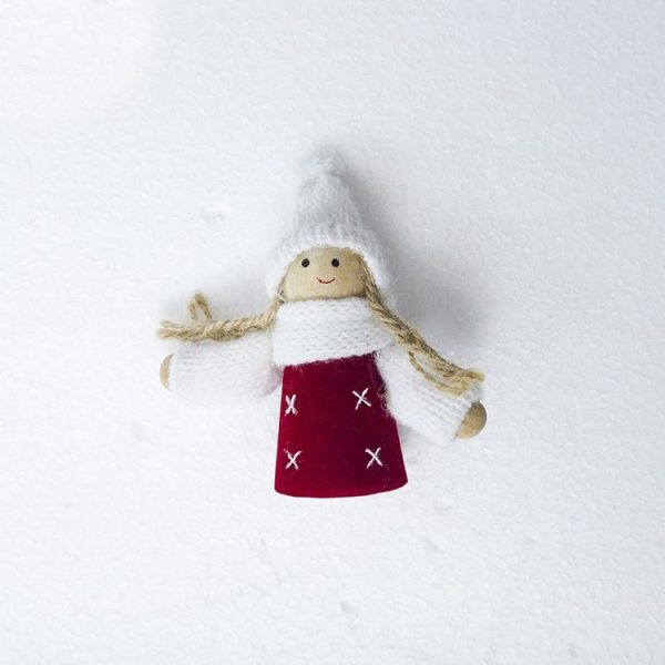 2 PCS Christmas Tree Plush Mini Doll Ornament, Specification: Red White Hat Blonde - Image 2
