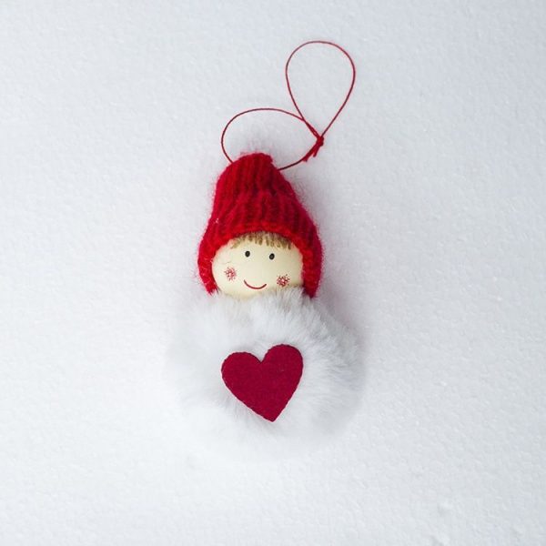 2 PCS Christmas Tree Plush Mini Doll Ornament, Specification: White Plush Love - Image 2
