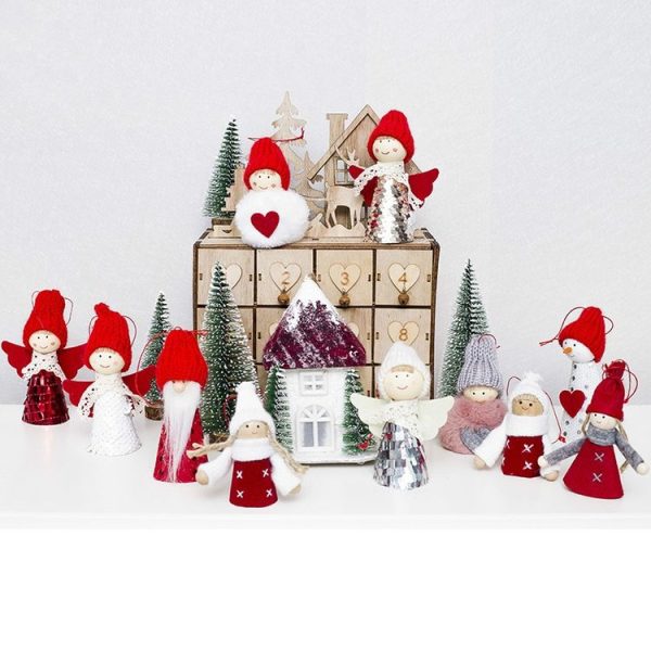 2 PCS Christmas Tree Plush Mini Doll Ornament, Specification: Pink Plush Love - Image 4