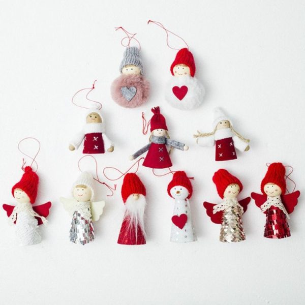 2 PCS Christmas Tree Plush Mini Doll Ornament, Specification: Pink Plush Love - Image 5