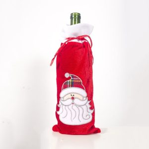 2 PCS Christmas Flannel Champagne Wine Bag Decoration Supplies (Old Man)