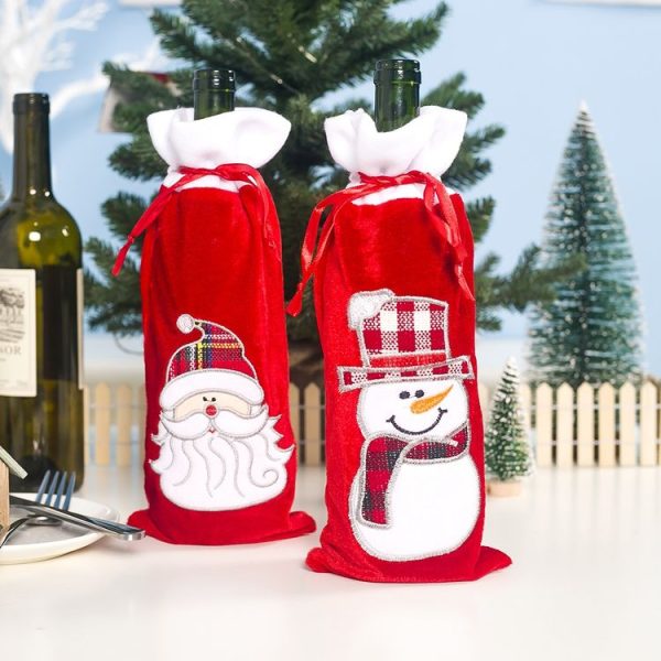 2 PCS Christmas Flannel Champagne Wine Bag Decoration Supplies (Old Man) - Image 3