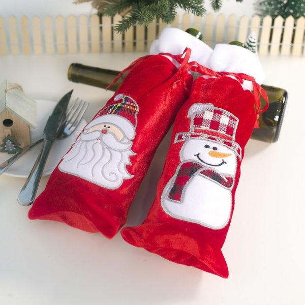 2 PCS Christmas Flannel Champagne Wine Bag Decoration Supplies (Old Man) - Image 4