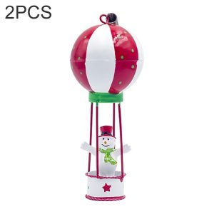 2 PCS Christmas Creative Wrought Iron Painted Hot Air Balloon Pendant (Christmas Snowman)