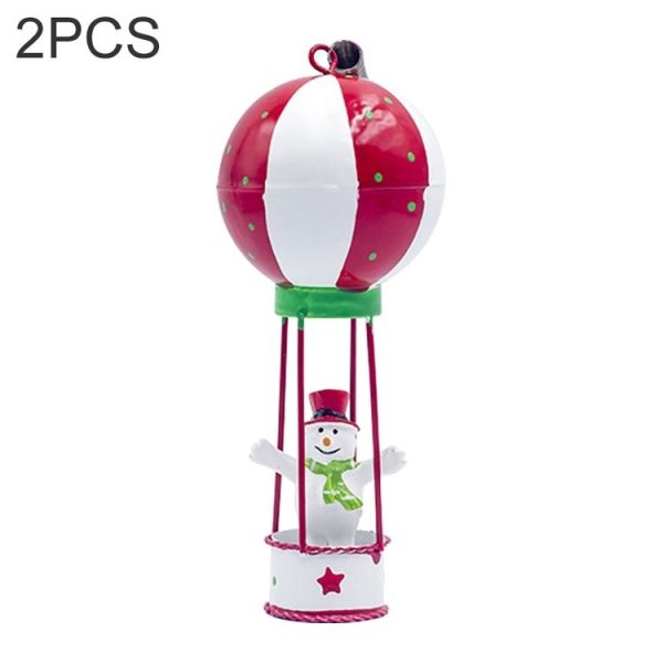 2 PCS Christmas Creative Wrought Iron Painted Hot Air Balloon Pendant (Christmas Snowman)