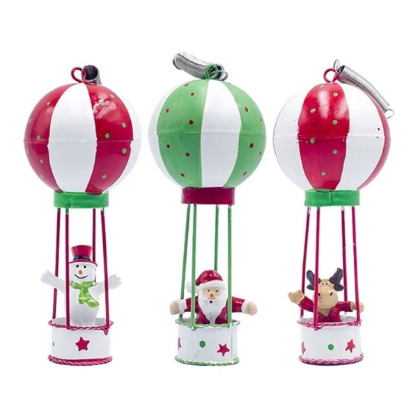 2 PCS Christmas Creative Wrought Iron Painted Hot Air Balloon Pendant (Christmas Snowman) - Image 2