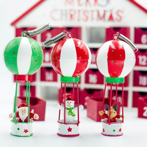 2 PCS Christmas Creative Wrought Iron Painted Hot Air Balloon Pendant (Christmas Snowman) - Image 5