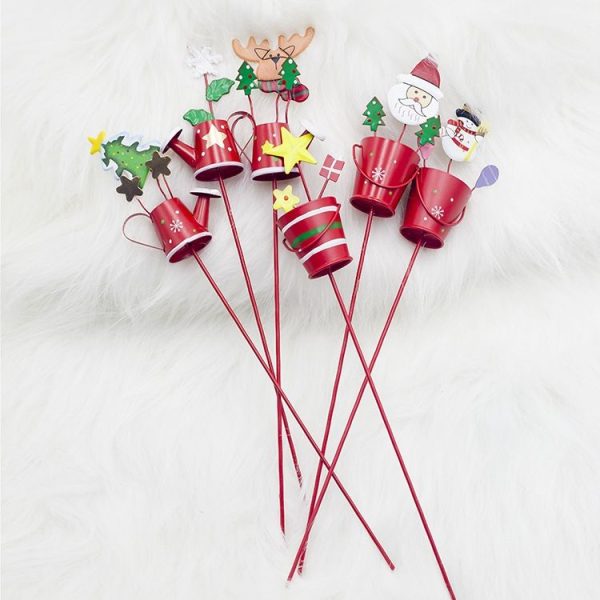 2 PCS Christmas Painted Wrought Iron Small Kettle Decorated Cuttings (Christmas Tree) - Image 4