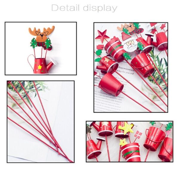 2 PCS Christmas Painted Wrought Iron Small Kettle Decorated Cuttings (Christmas Tree) - Image 6