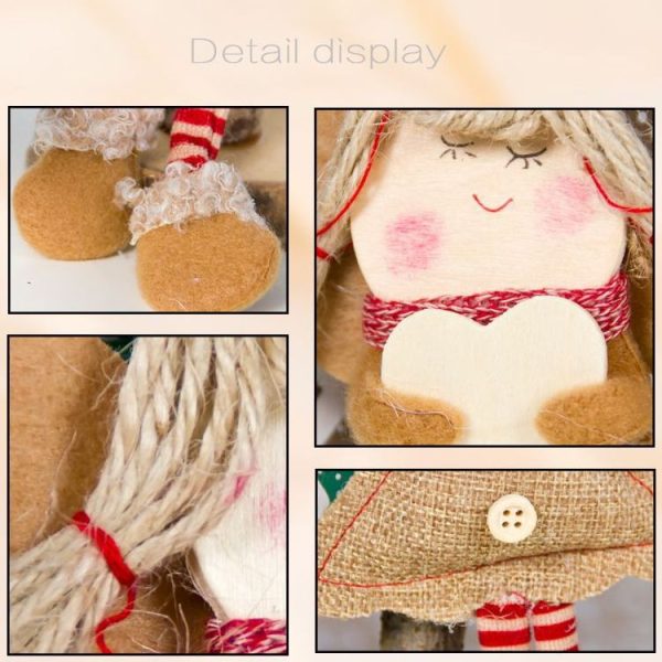 2 PCS Christmas Cloth Wood Chip Smile Angel Doll Accessories Scene Decoration (Hand-held Five-pointed Star) - Image 3