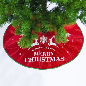 2 PCS Creative Christmas Print Christmas Tree Bottom Decoration, Size: 90x90CM (Red)