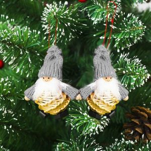 2 PCS Christmas Creative Mini Straw Doll Accessories Scene Decoration (Grey)