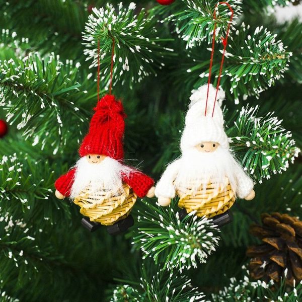 2 PCS Christmas Creative Mini Straw Doll Accessories Scene Decoration (Grey) - Image 3