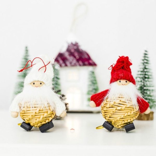 2 PCS Christmas Creative Mini Straw Doll Accessories Scene Decoration (Grey) - Image 4