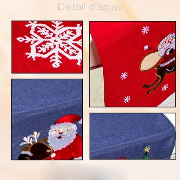 2 PCS Christmas Cloth Cartoon Embroidery Table Flag Tablecloth Scene Decoration (Red Snowflake) - Image 4